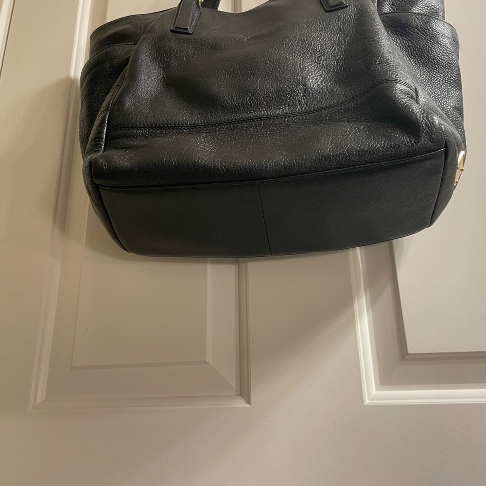 Kenneth Cole Black Leather Tote with Gold Hardware - Picture 6 of 14
